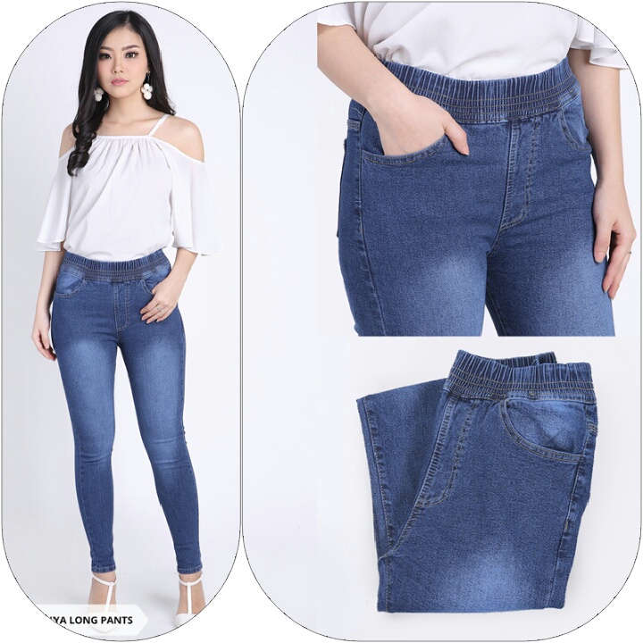 CELANA JEANS LEVIS DENIM WANITA PINGGANG KARET JUMBO TERBARU