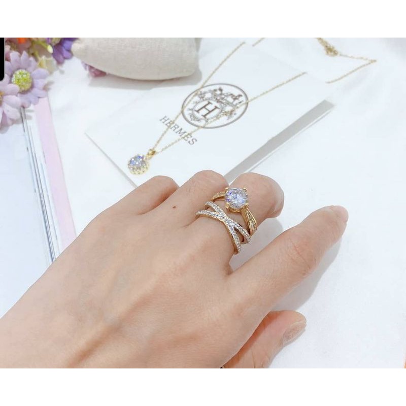 Cincin Titanium Gold Free Size Bisa besar kecil Premium Quality Anti karat anti alergi Ring Branded import 9284