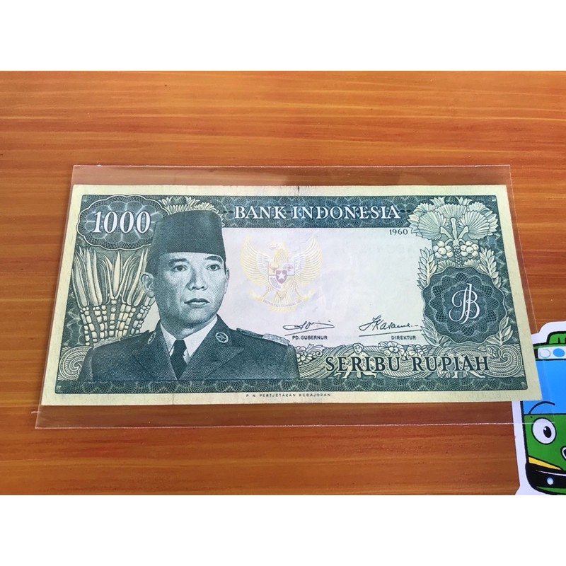 Uang Kuno 1000 Soekarno 1960 AUNC ORIGINAL 022 Seri ADC
