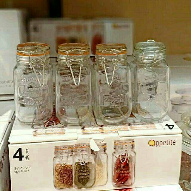 GLASS SPICE JAR SET OF 4