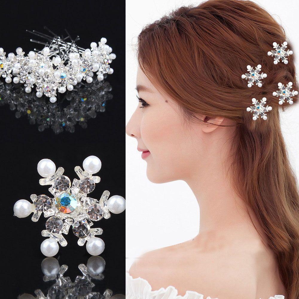 Agustinina Jepit Rambut Pesta Bridal Wedding Snowflake Headwear