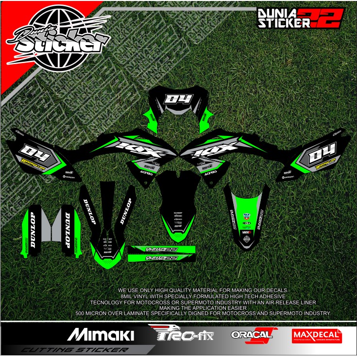 DECAL KLX BF 150 DESAIN TERBARU WARNA HIJAU HITAM KEREN - DUNIASTICKER22