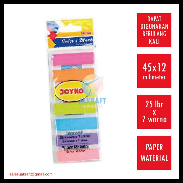 

Memo Tempel Index Mark Joyko Im-32 Sticky Note Isi 175 (4.5 X 1.1 Cm) Kode 910