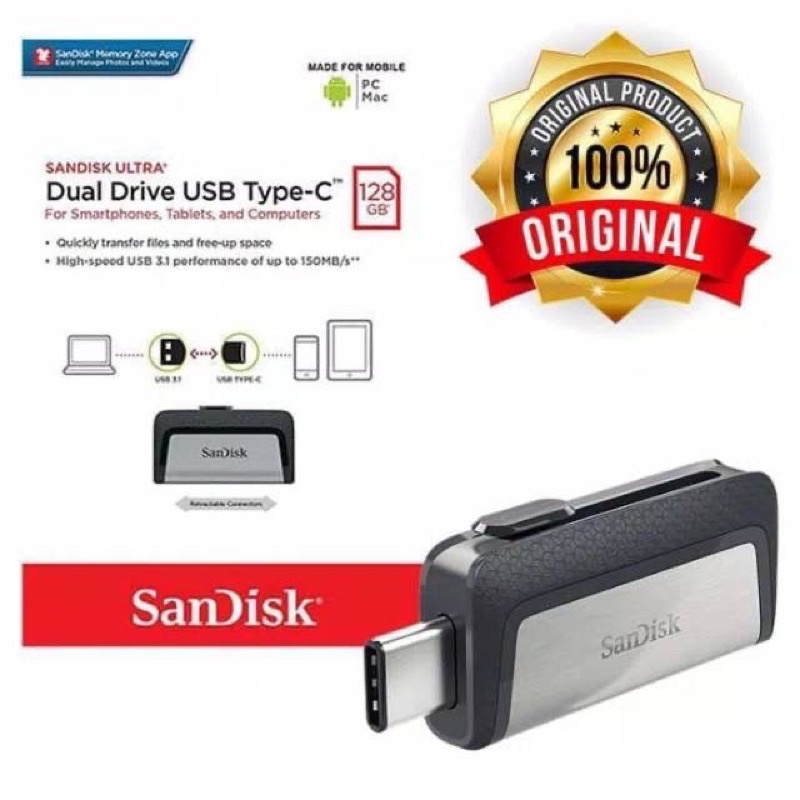 otg SanDisk type c Ultra Dual Drive OTG USB Type-C USB 3.1 Up To 130MBps 128GB Promo Sen