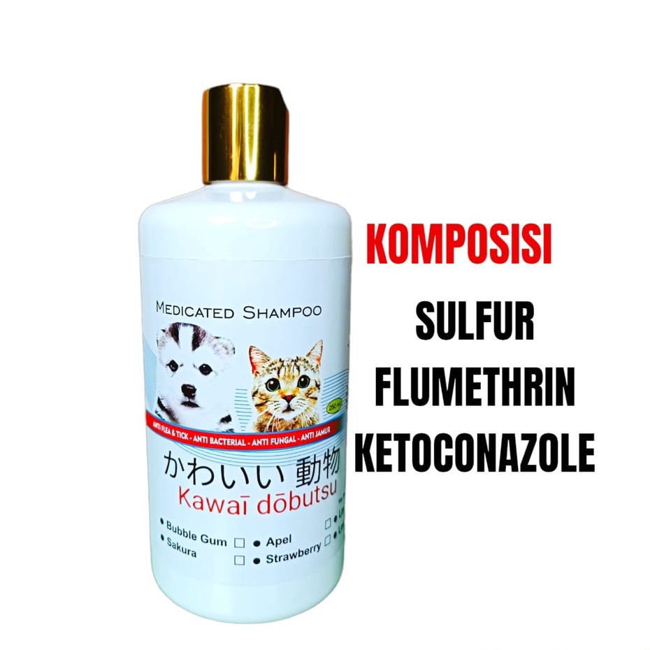 kawai dobutsu shampoo anjing dan kucing 100 ml ampuh basmi jamur kutu