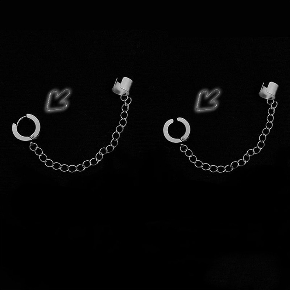 1 Buah 1 PC INS Kreatif Stainless Steel Rantai Stud Anting-Anting Telinga Tulang Klip Hip Hop