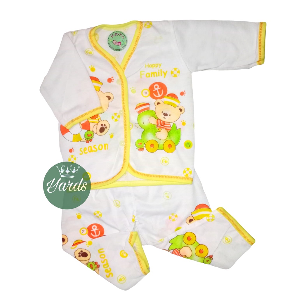 3 Stel Baju Bayi KEYKO SNI - Baju Bayi Lengan Panjang Dan Celana Bayi Panjang 3 Stel