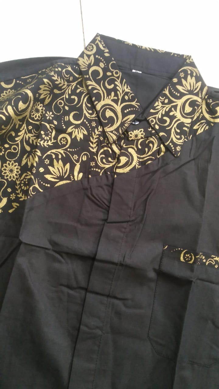 New Murah Batik Kemeja Hem Pria Motif Prada Kombinasi Merah Baju Kantor Seragam Alkhalis01