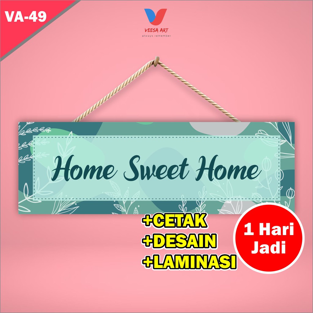 Pajangan Walldecor Hiasan Dinding Gantung Dekorasi Hiasan Shabby Chic Home Sweet Home Bunga Biru Kay