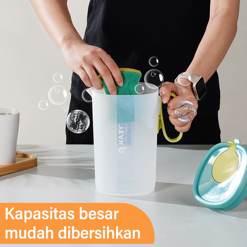 Letyeah &amp; Kaizenliving Teko Air Jus Set Plastik Tahan Dingin dan Panas/ Water Jug 2 liter Free Cangkir/Ketel Air Minum BFA Free/ Pitcher