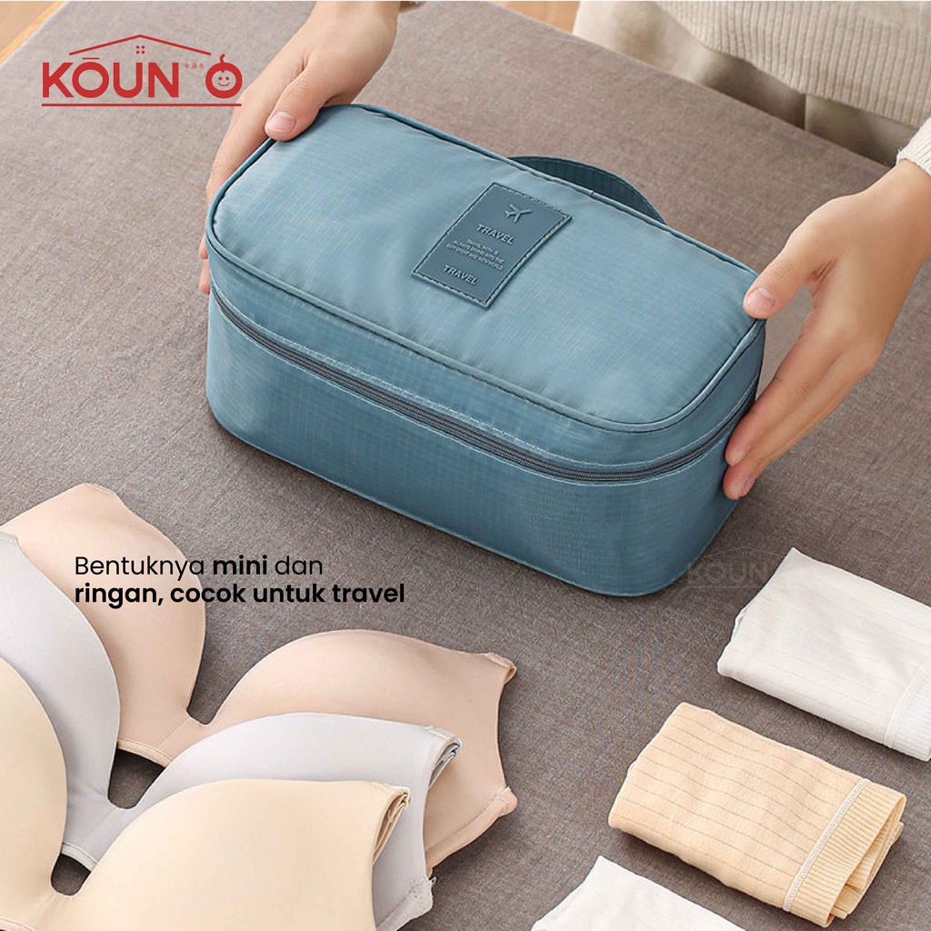 Tas Organizer Travel Pouch Tempat Penyimpanan Pakaian Dalam Bra Celana Dalam Pembalut Serbaguna Traveling Bag Multifungsi Gaya Korea Bahan kain