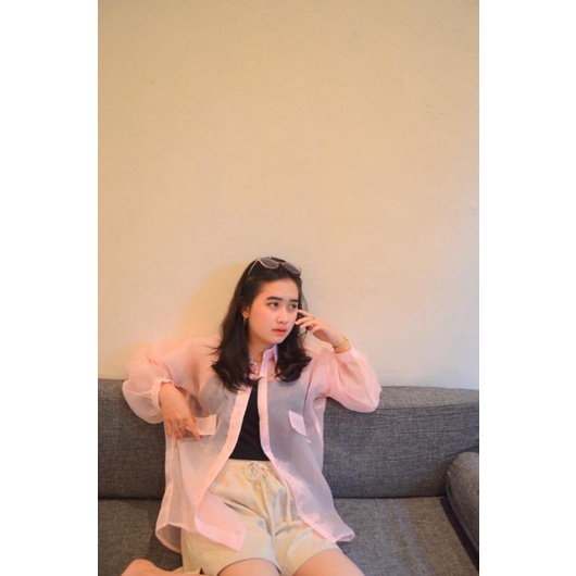 Organza Shirt by Keenanthi / Kemeja Organza / Outer Organza / Organza Outfit / Baju Cewe Kue