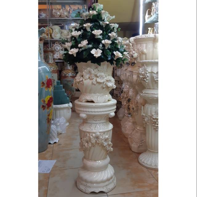 Jual pajangan bunga keramik_Jual vas bunga keramik_Jual pajangan sudut