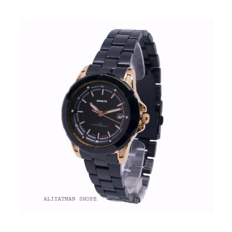 JAM TANGAN MIRETE COUPLE RANTAI STAINLIS STEL ANTI KARAT FITUR TANGGAL AKTIF