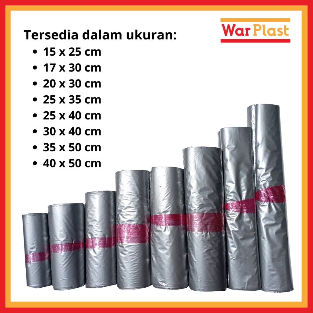 Plastik Packing Olshop Polymailer Amplop Plastik dengan Perekat Semi Premium - Uk 20x30 - Silver