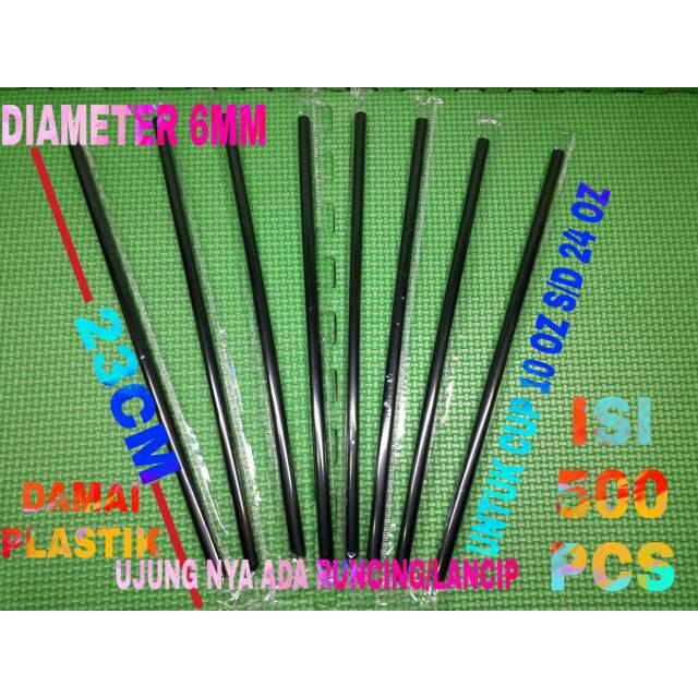 ISI:250 PCS SEDOTAN 6MM 20CM HITAM BUNGKUS PLASTIK STERIL HEGIENIS KOPI LANCIP RUNCING BISA 22OZ