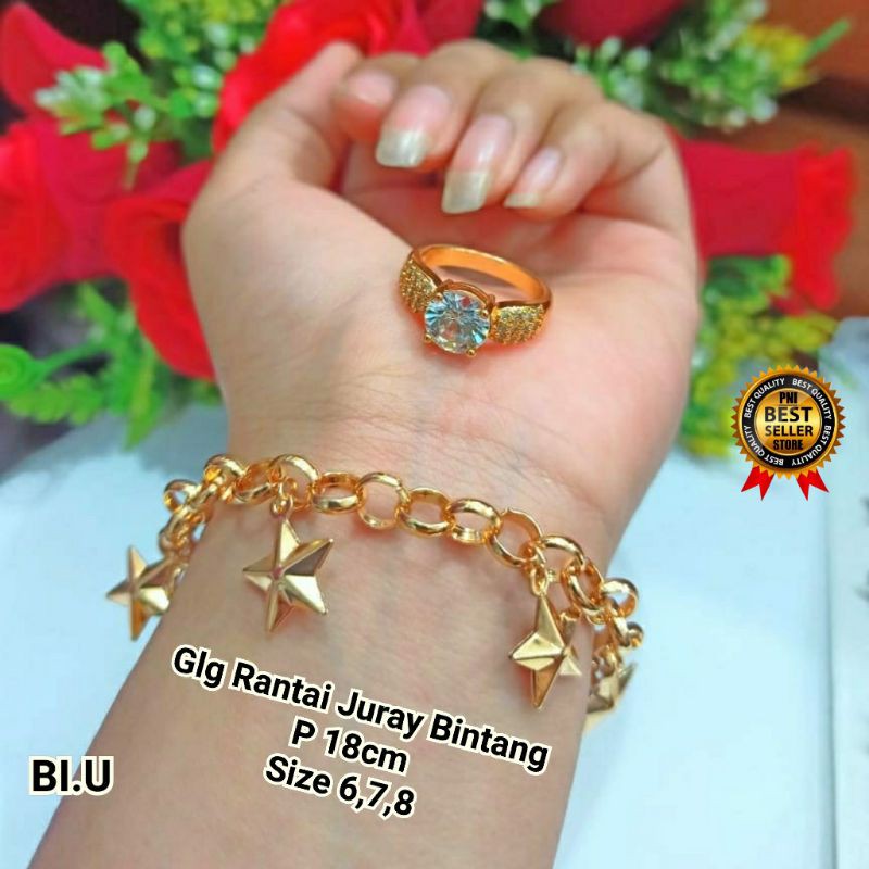 GELANG TANGAN WANITA RANTAI JURAI BINTANG FREE CINCIN