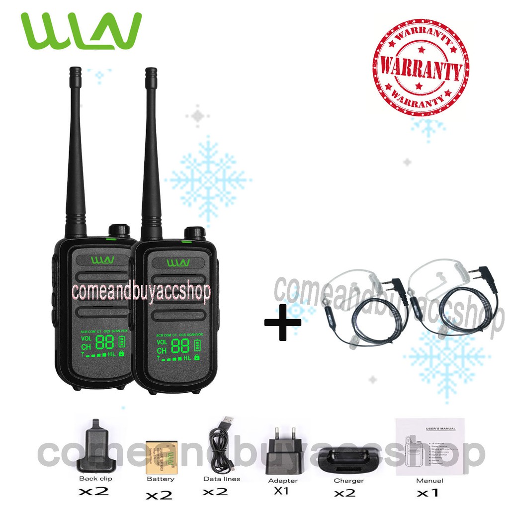 Paket FBI HT WalkieTalkie Two-Way Radio WLN Layar LED KD-C100U (isi 2pcs)-Batrai 1500 mAh