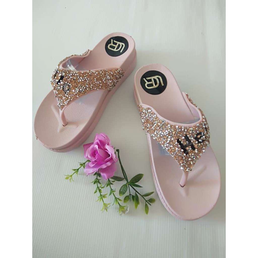 gof SANDAL BLING-BLING HELLO IMPORT Sandal Wanita Murah Casual