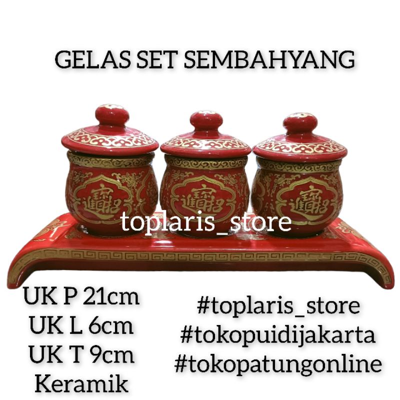 Gelas Sembahyang Set 3 Cau Cai Tutup 01