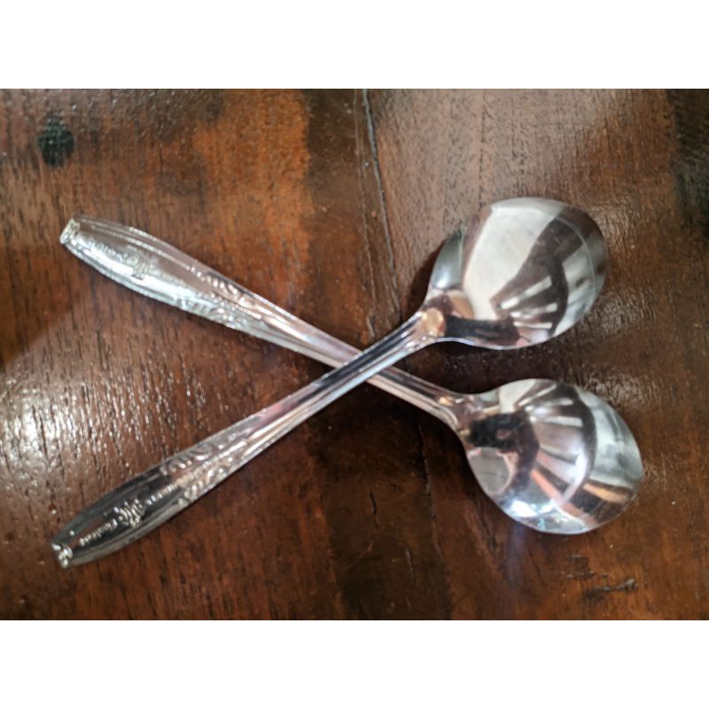 Sendok Makan Stainless Tebal Isi 12 Pcs/ Sendok Makan Motif Bunga