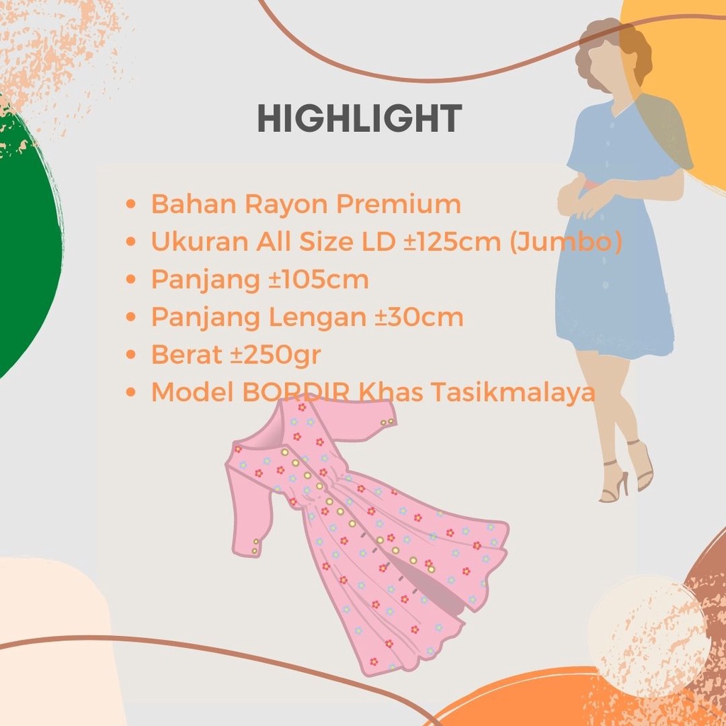 Daster Bordir Rayon Premium / Embroidery Daily Dress