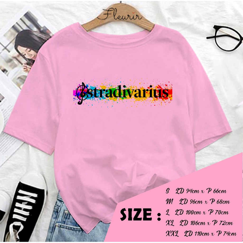 FLEURIR - KAOS STRADIVARIUS WANITA DEWASA LENGAN PENDEK TUMBLR TEE UNISEX