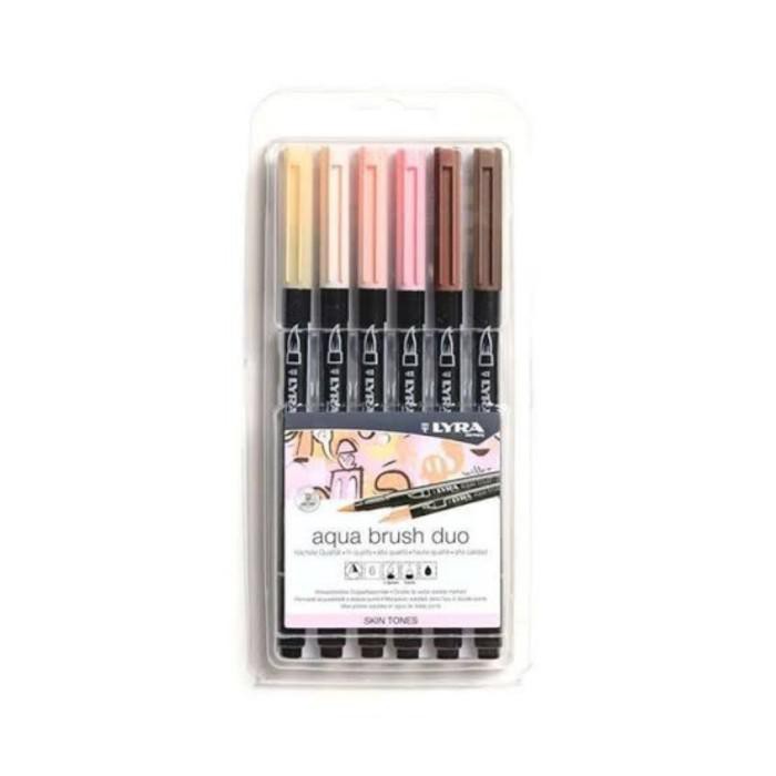 

Kaligrafi / Lyra Aqua Brush Duo Skin Tone Set 6 Color Dual Tip Murah Meriah Ready