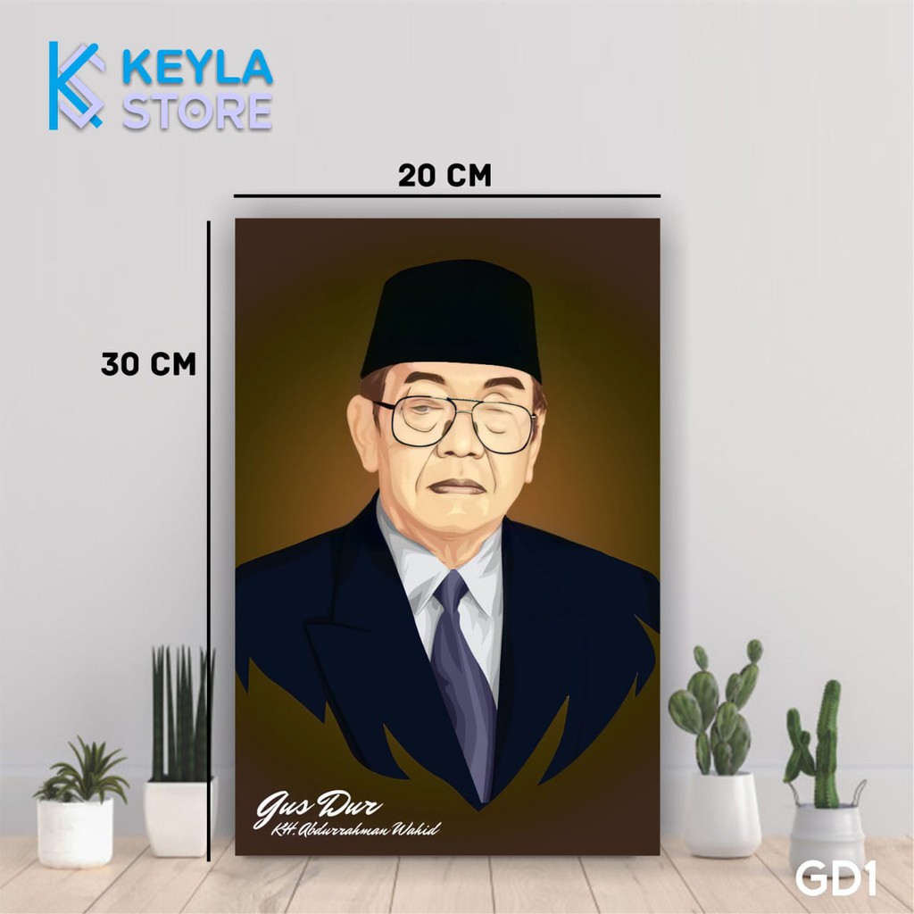 POSTER KAYU HIASAN DINDING FOTO GUS DUR-KH. ABDURRAHMAN WAHID