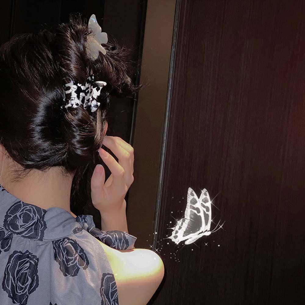 NEEDWAY Women Hair Claw Trendy Sweet Hairgrip Untuk Anak Perempuan Leopard Akrilik Korea Ponytail Holder