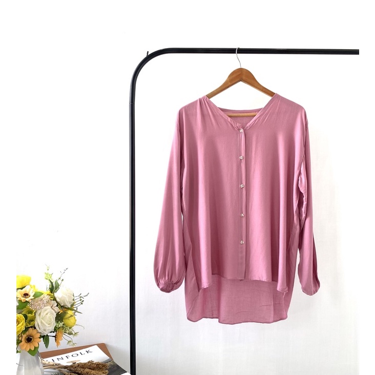 (MGA) KEMEJA POLINA OVERSIZE BLOUSE BUSUI DAILY RAYON UNIQLO-B POLINA DUSTY