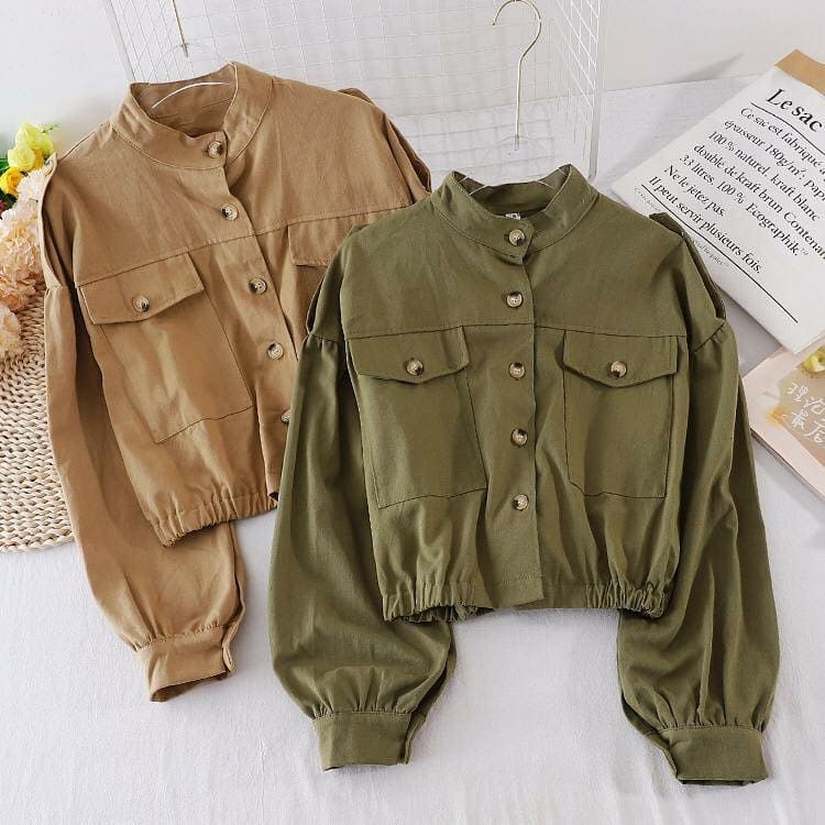 1KG MUAT 5PCS | OCHI JAKET PUFFY LINEN RAMI OCHA OVERSIZE HITS OOTD SELEBGRAM FASHION GROSIR WANITA KOREAN STYLE-3