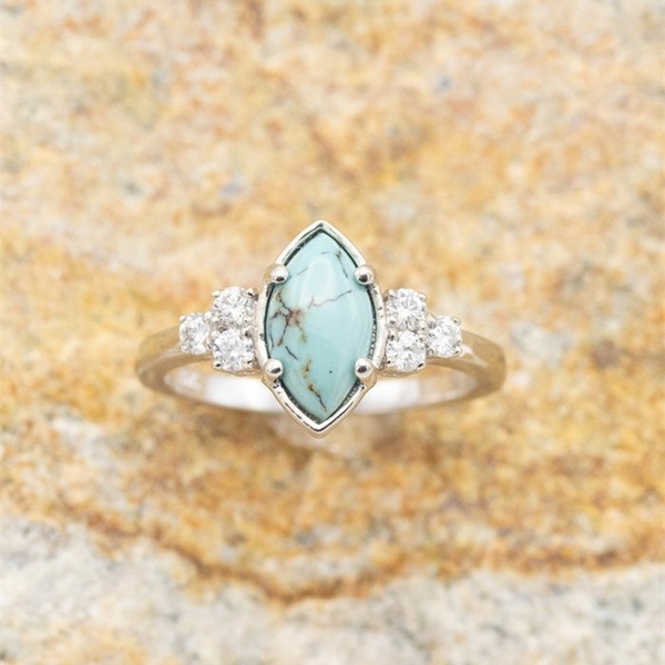 Perhiasan Cincin Berlian turquoise Untuk Wanita