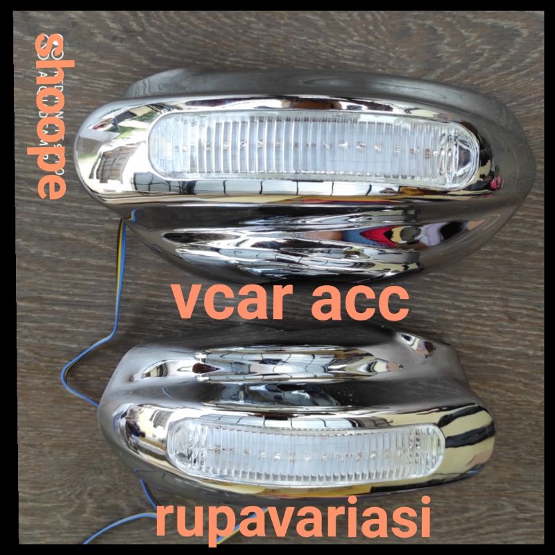 cover tutup spion mobil honda jazz / city lama idsi 2002 sampai 2008 fit nyala lampu led biru dan sein kuning 2005 2006 2004 2003 2007