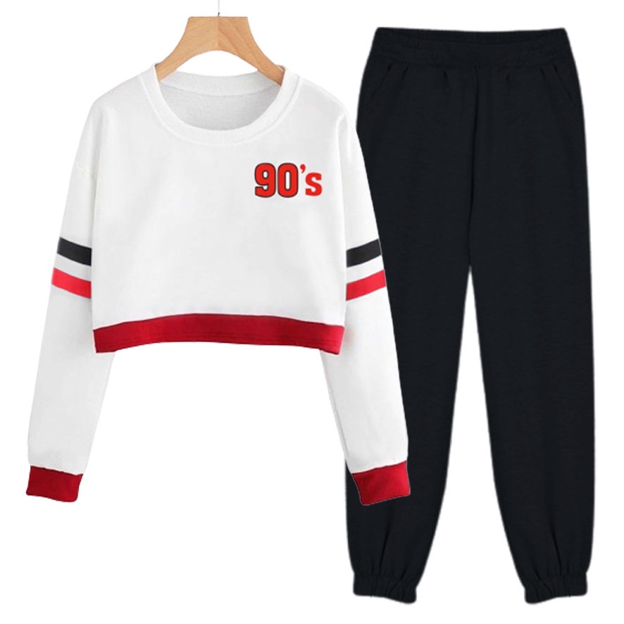 BESS - Setelan Set Wanita Murah / Setelan Set Sweater Crop + Jogger  - JESSIE 90S