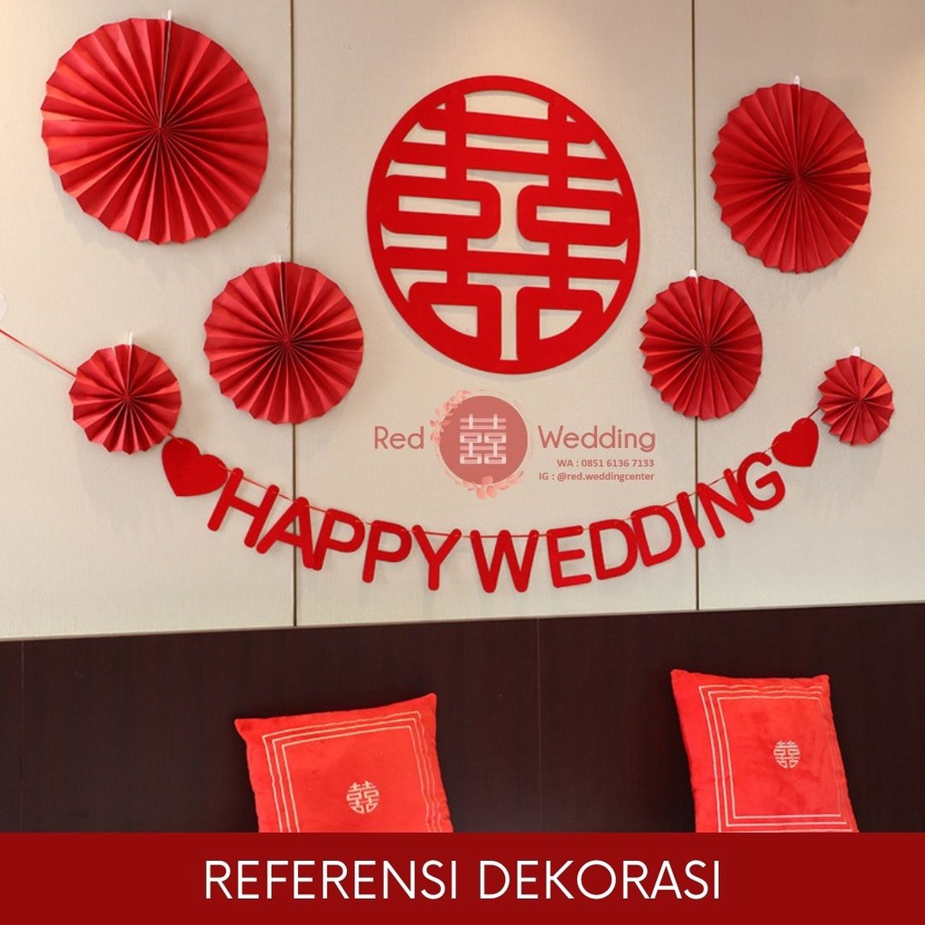 Tali Dekorasi Hiasan HAPPY WEDDING love dekor Kamar Tidur Ruang Tamu