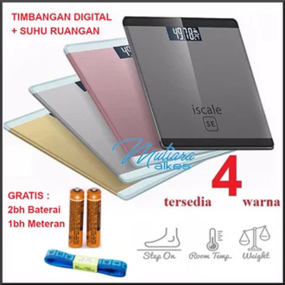 Timbangan Badan Digital Indikator Iscale SE Kaca Scale Suhu FREE