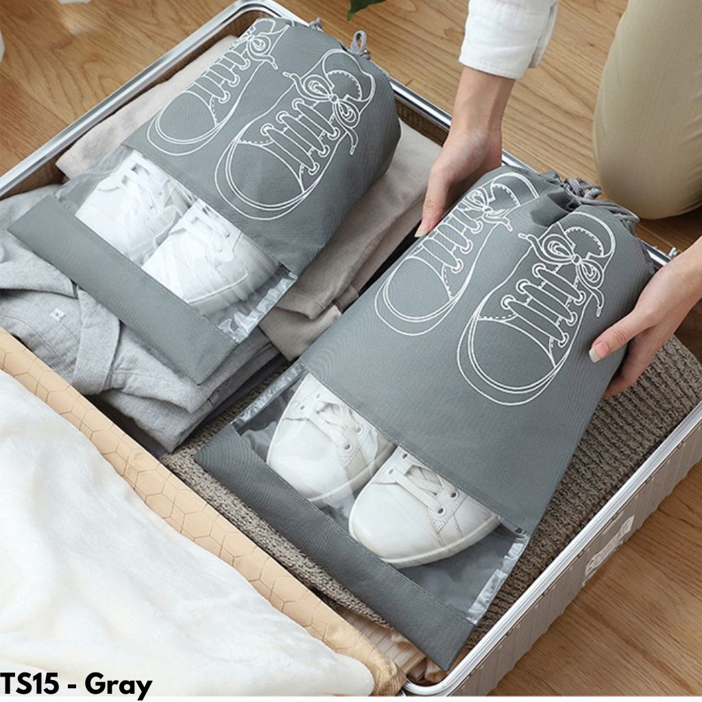 KANTONG SEPATU ANTI DEBU AIR TRAVEL FITNESS GYM IMPORT UKURAN PENYIMPANAN SERUT STORAGE TS15