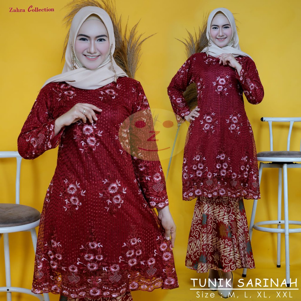 SET TUNIK TULLE BORDIR SARINAH / SET TUNIK PESTA