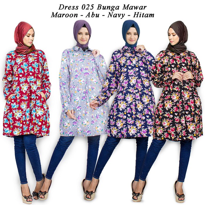 ORIGINAL Bunga Mawar 025 Dress katun jepang Lidya Premium Lidya Premium tunik