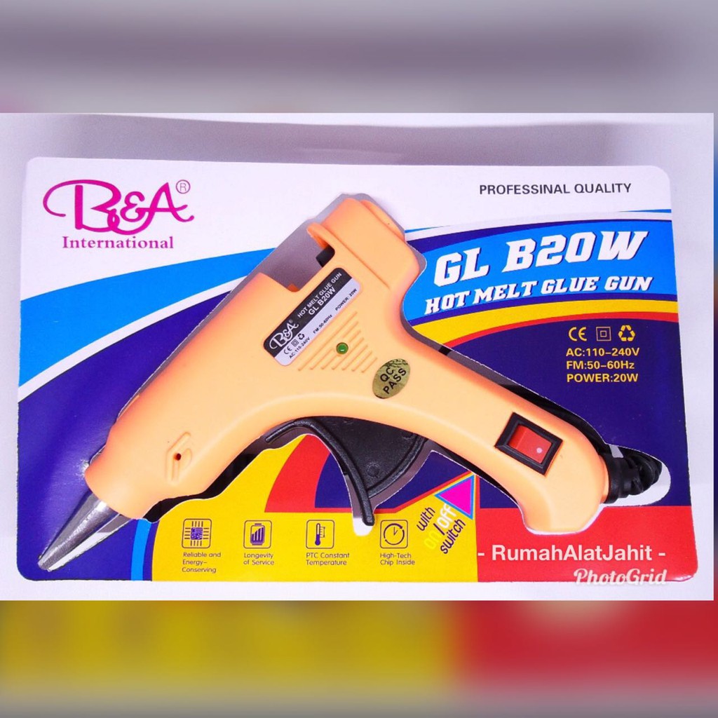 Hot Melt Glue Gun / Alat Lem Tembak merek B&amp;A 20 watt