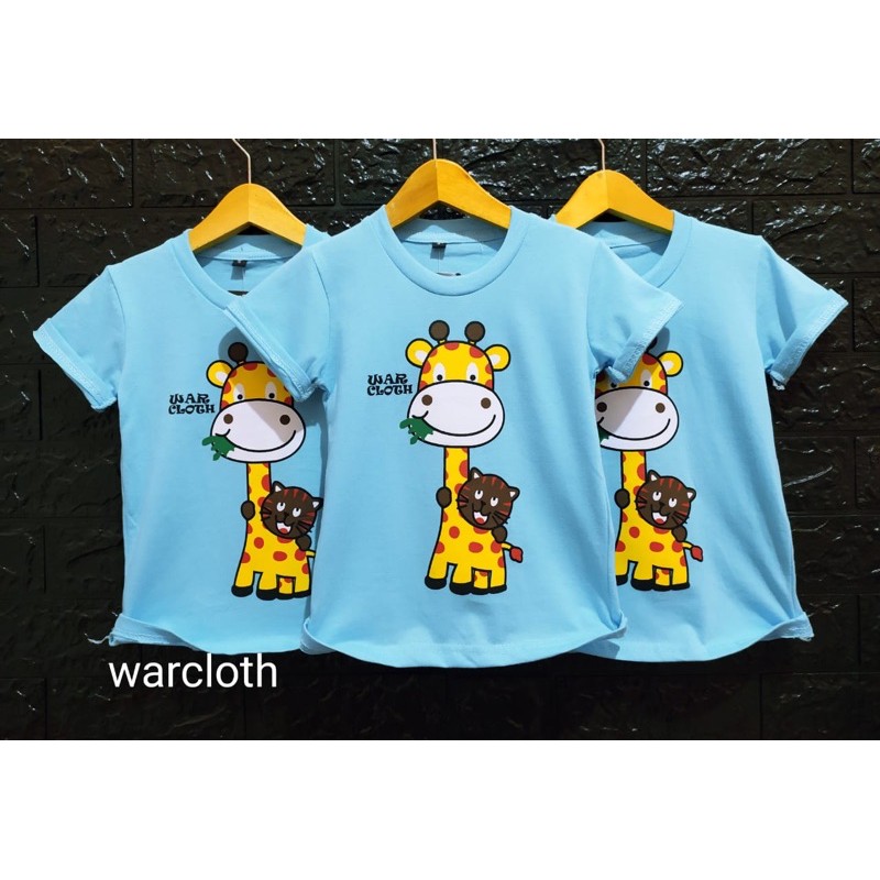 Baju Bayi Kualitas Bahan Distro Termurah Jerapah Biru Baby - Bahan Adem - anak umur 1-8 Tahun