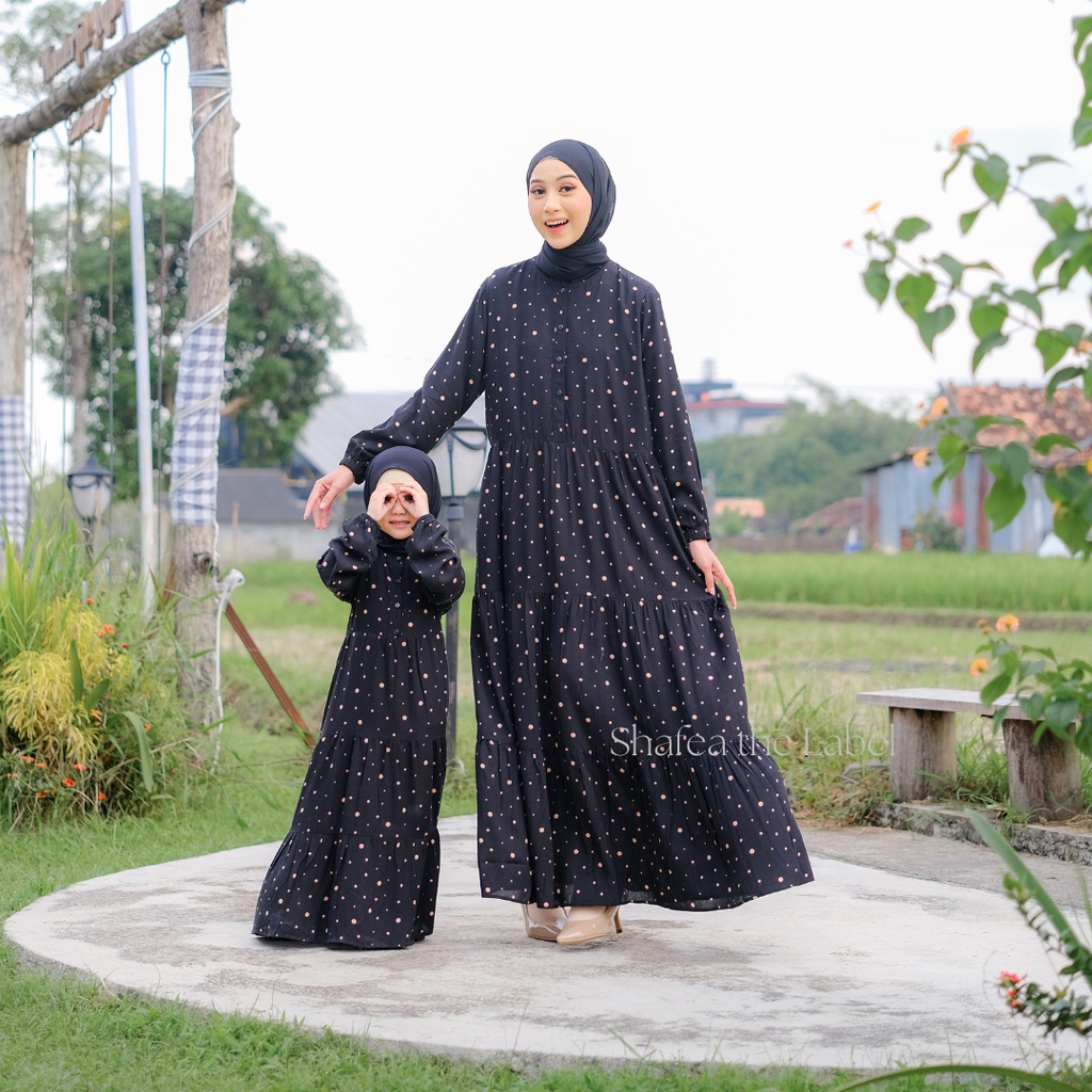 Gamis kapel Ibu dan anak perempuan terbaru by humaira store surabaya Baju couple warna hitam