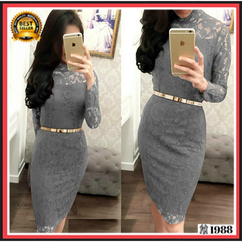 Baju dress Olala -wanita cewe Shanghai brukat pesta pernikahan kondangan gereja natal imlek new year