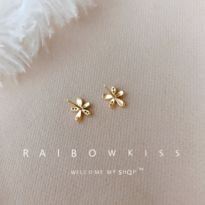 Anting Tusuk Motif Bunga Bahan Alloy Hias Berlian Imitasi Untuk Wanita