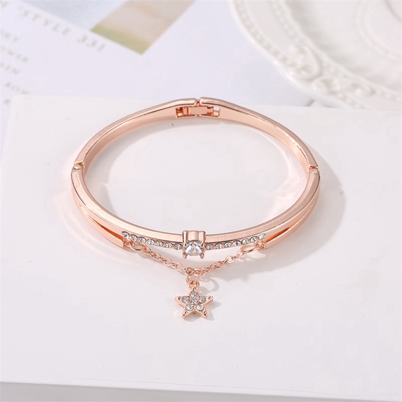 YEEZII Luxury Crystal Gold Star Bangle Vintage Charm Multilayer Bracelet Women Accessories Jewelry Gift