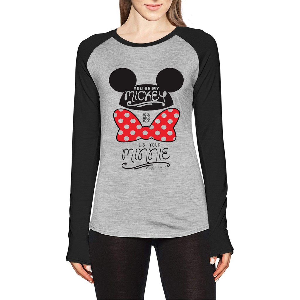 Kaos Raglan Gambar Mickey | Lengan Panjang | Ukuran M - L - XL -XXL