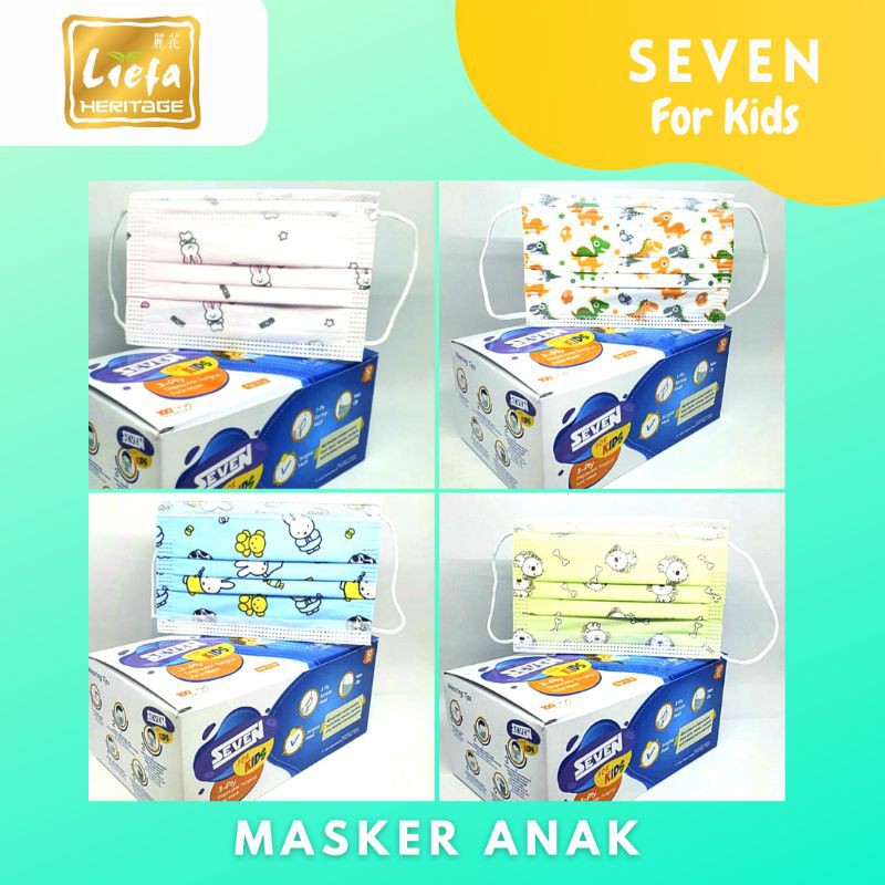 Masker Anak Medis 3ply Seven Kids 50pcs