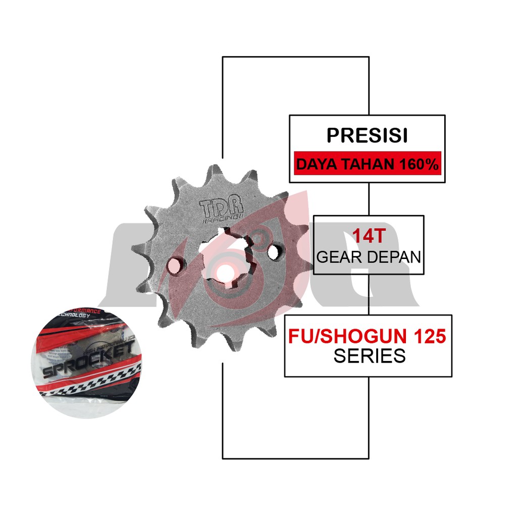 TDR Gear Depan Shogun125 Satria FU 150cc Gir Front Racing Part 428 14T