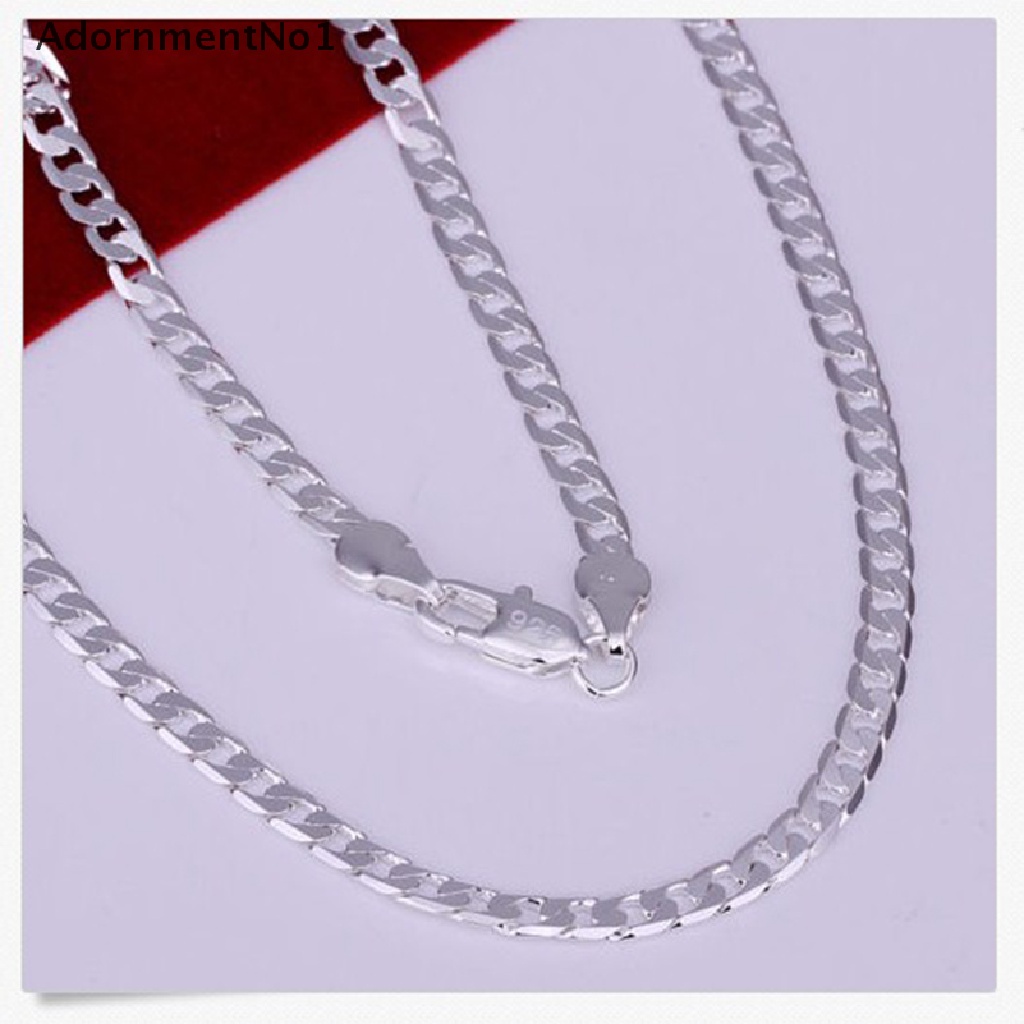 (AdornmentNo1) Kalung Rantai Flat Bahan Sterling Silver 925 Lebar 4MM Untuk Pria